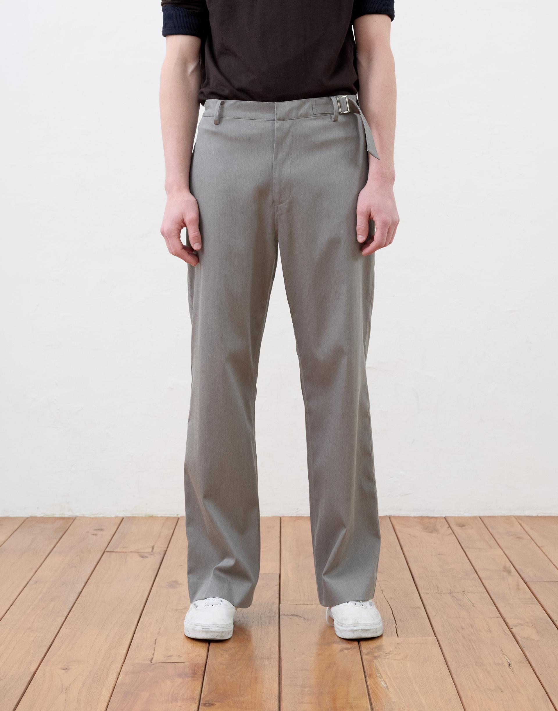 [MOOMYUNG] BOYISH TAILORED TROUSERS (GREY)