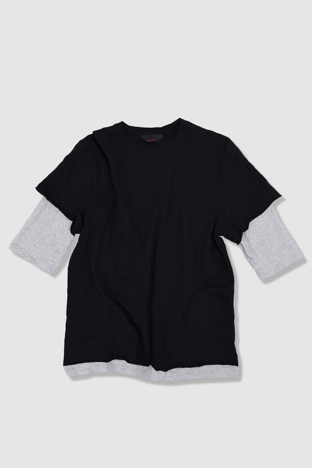 [ANYTIME LOREAK] FADE SLUB HALF T-SHIRT - BLACK