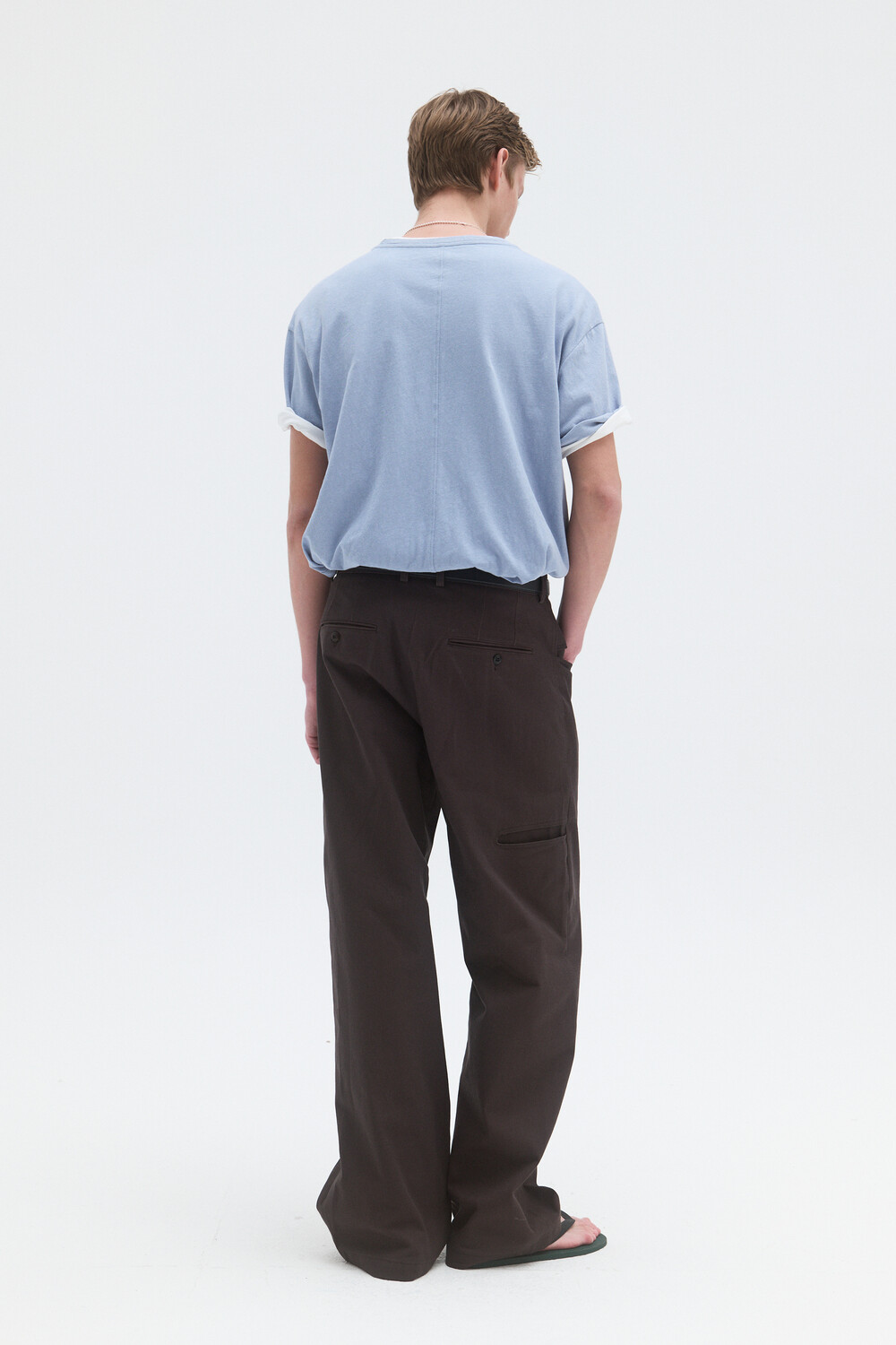 [WINDER] LINEN BLENDED T-SHIRTS - MIST BLUE