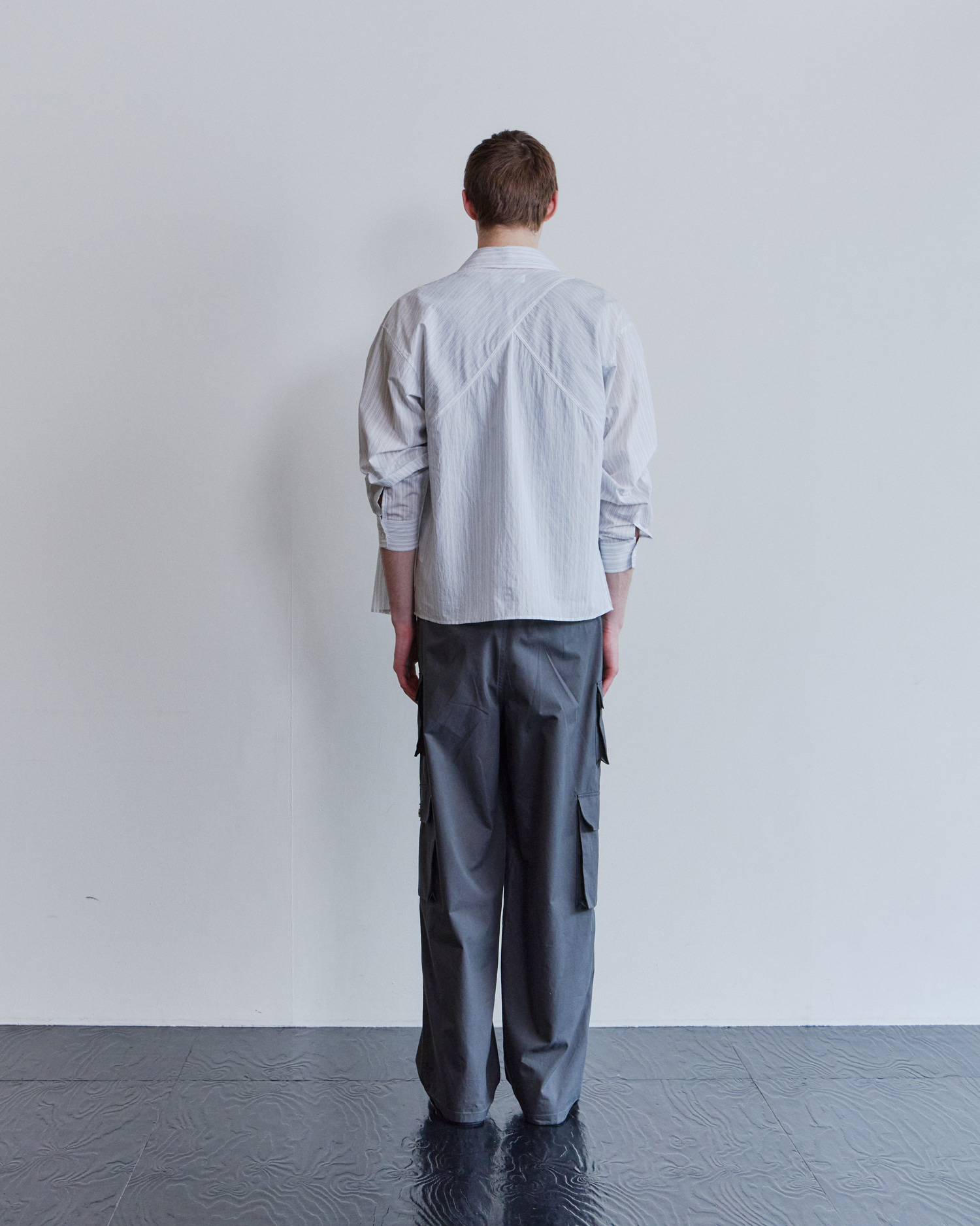 [WAVINESS] Origami Stripe Shirts - White