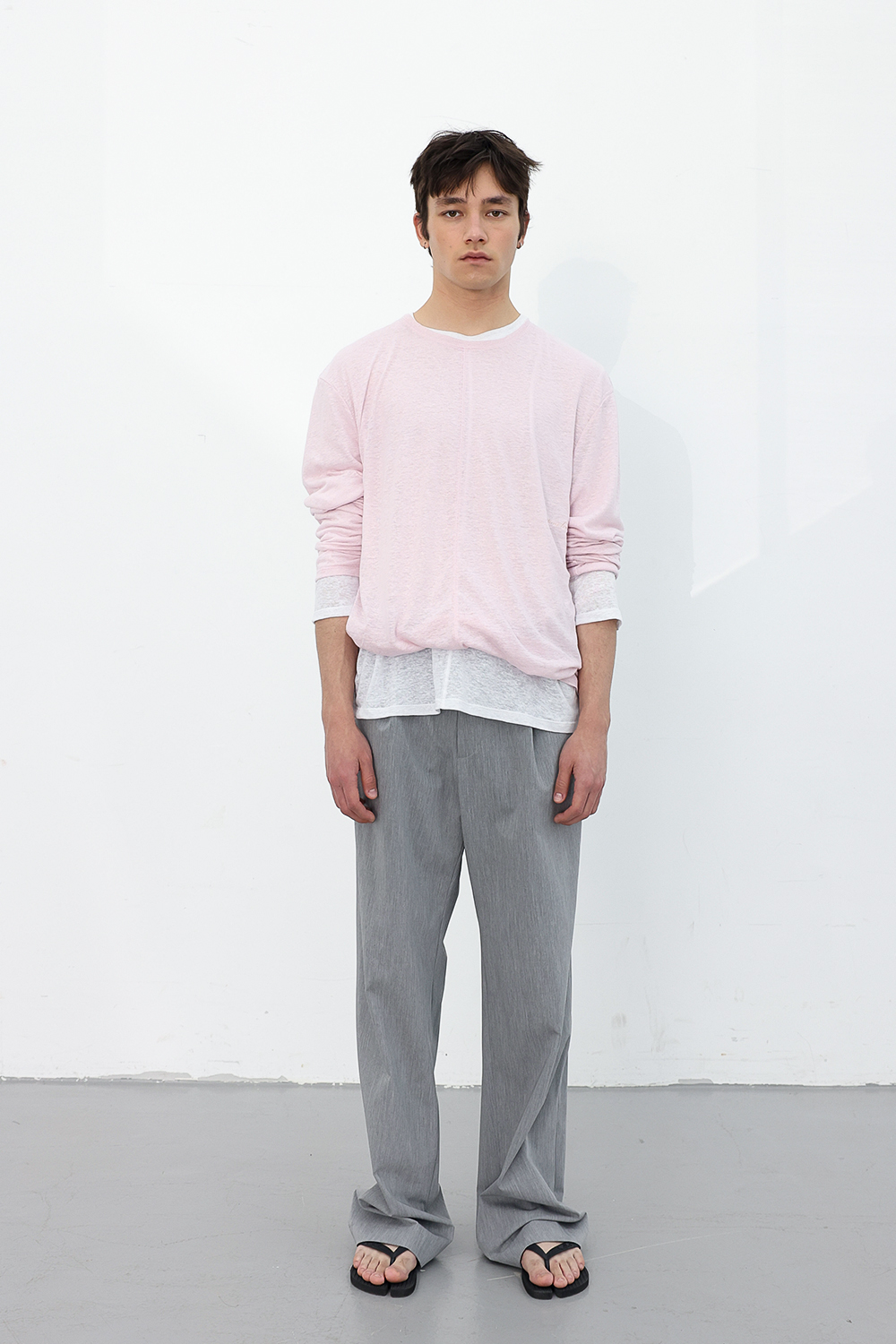 [ANYTIME LOREAK] CAMELLIA LAYERED TEE - WHITE/PINK
