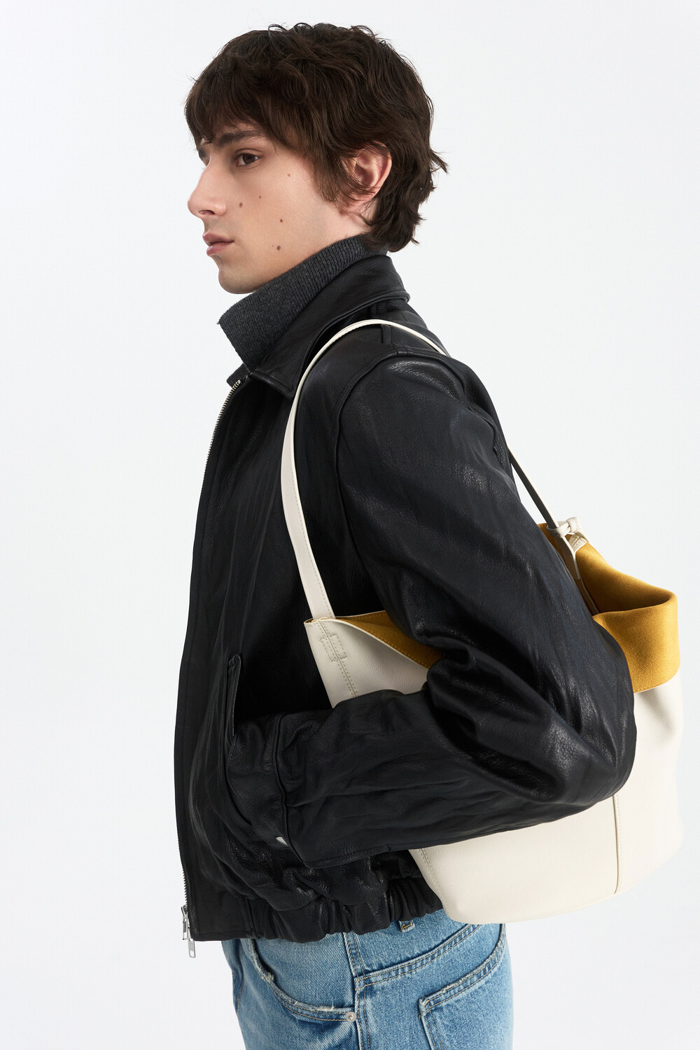 [WINDER] VINTAGE WRINKLE GOAT LEATHER BLOUSON - BLACK