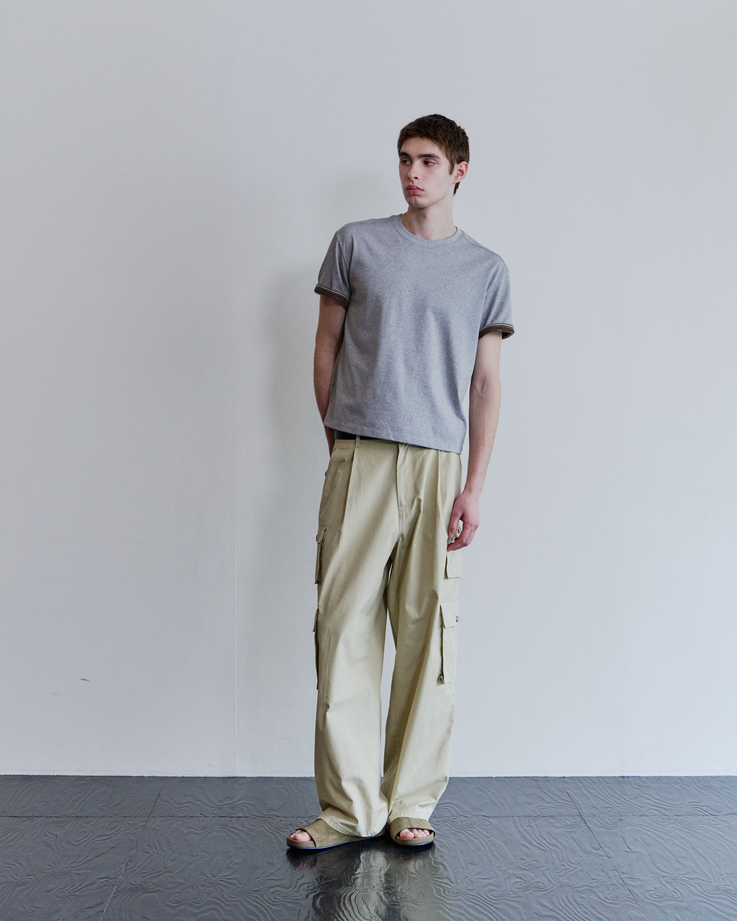 [WAVINESS] Stripe Layered T-shirts - Melange Grey