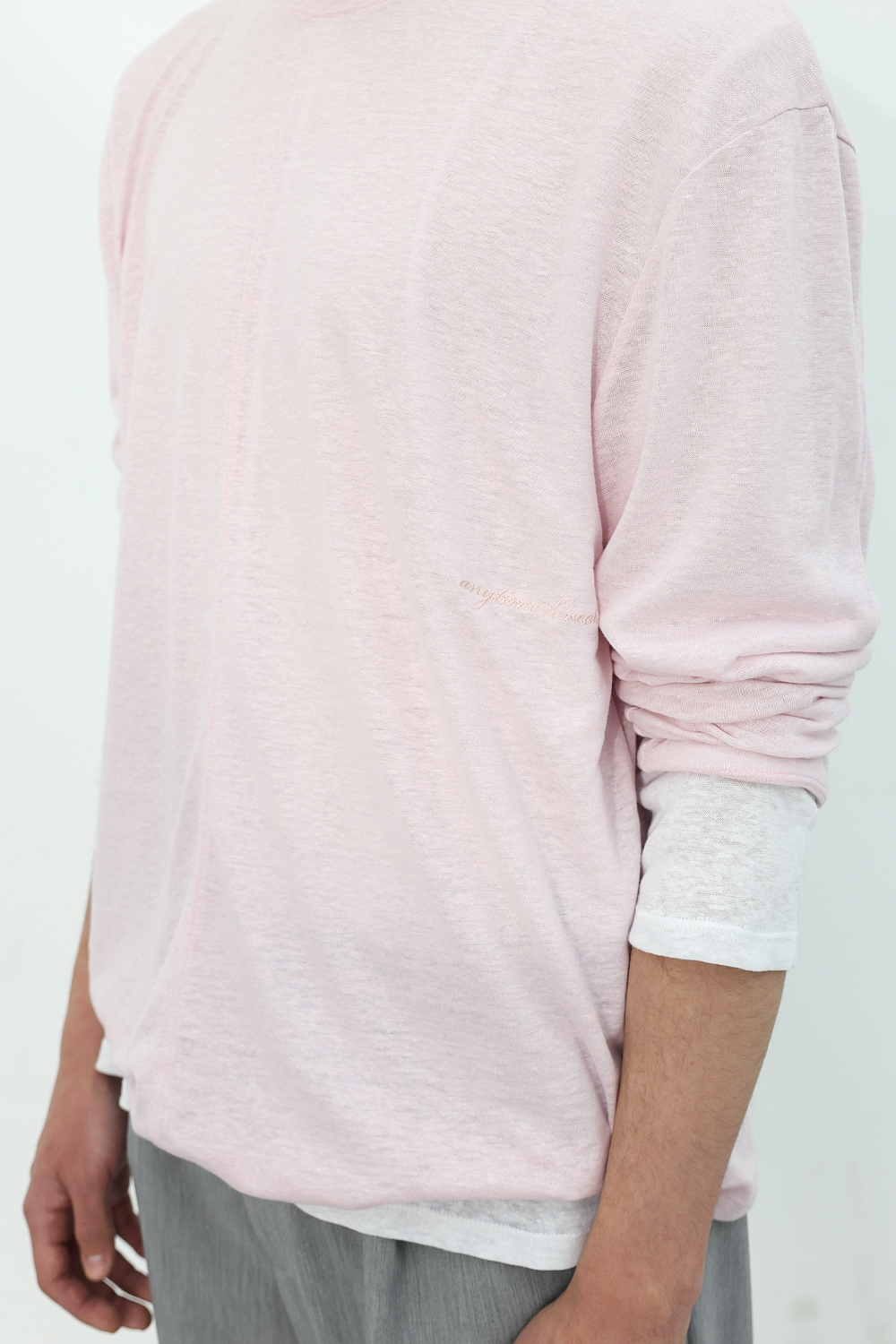 [ANYTIME LOREAK] CAMELLIA LAYERED TEE - WHITE/PINK
