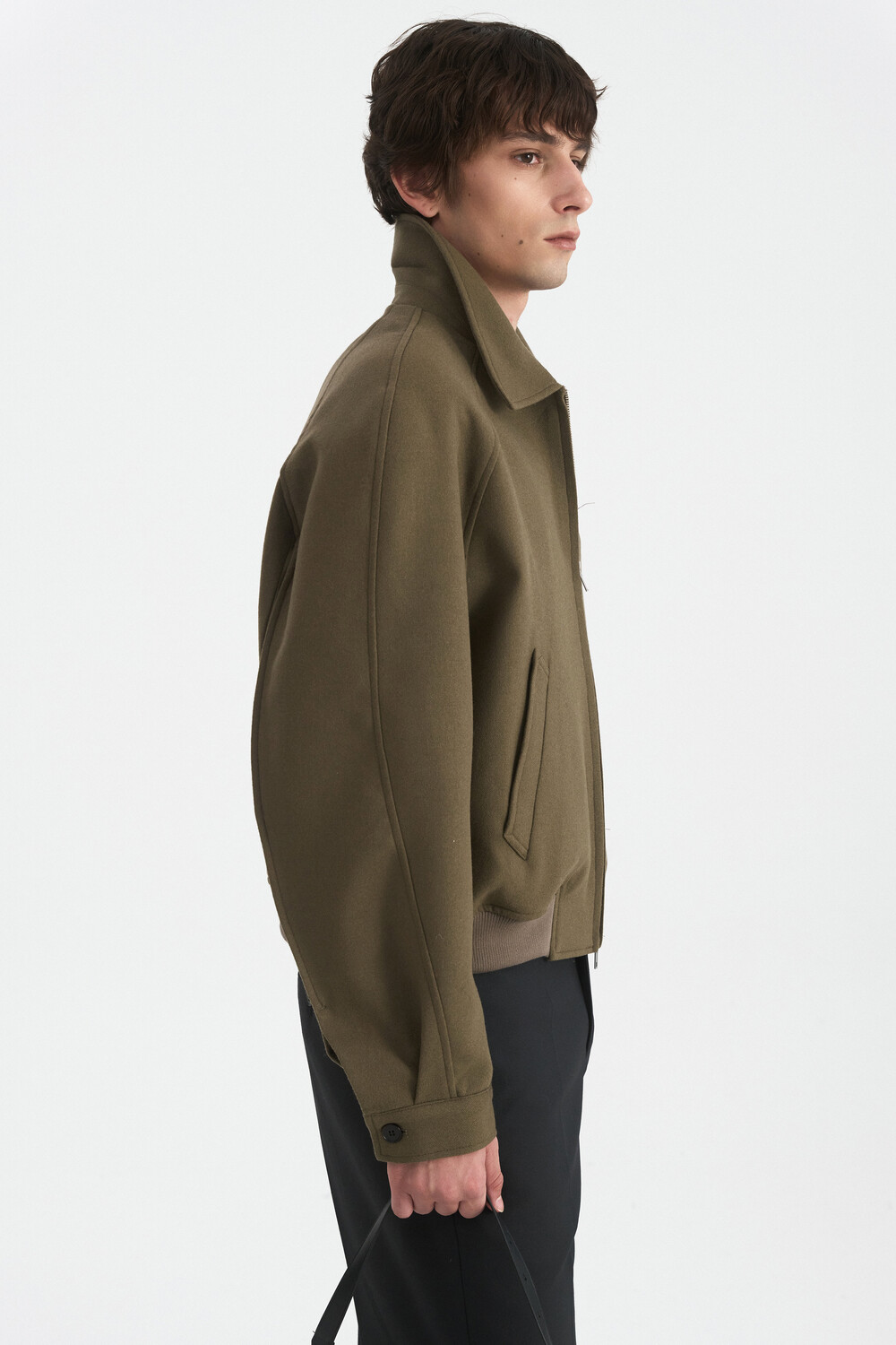 [WINDER] RAGLAN WOOL CROP BLOUSON - TAUPE BROWN