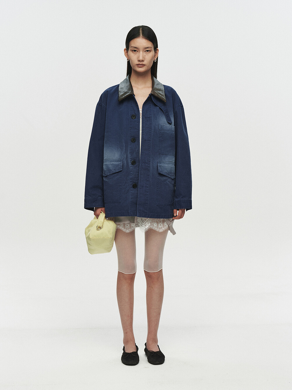 [HEUTE] CONTRAST COLLAR FIELD JACKET (NAVY)