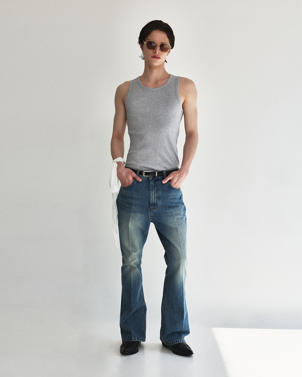 [kineto] Sleek Ribbed Sleeveless Top_Melange Grey