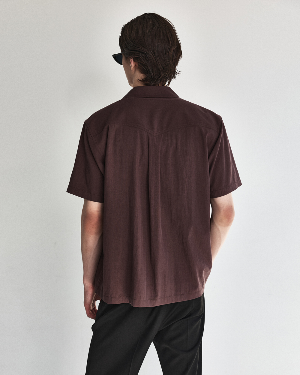 [kineto] Éclat Snap Open Collar Shirt_Plum