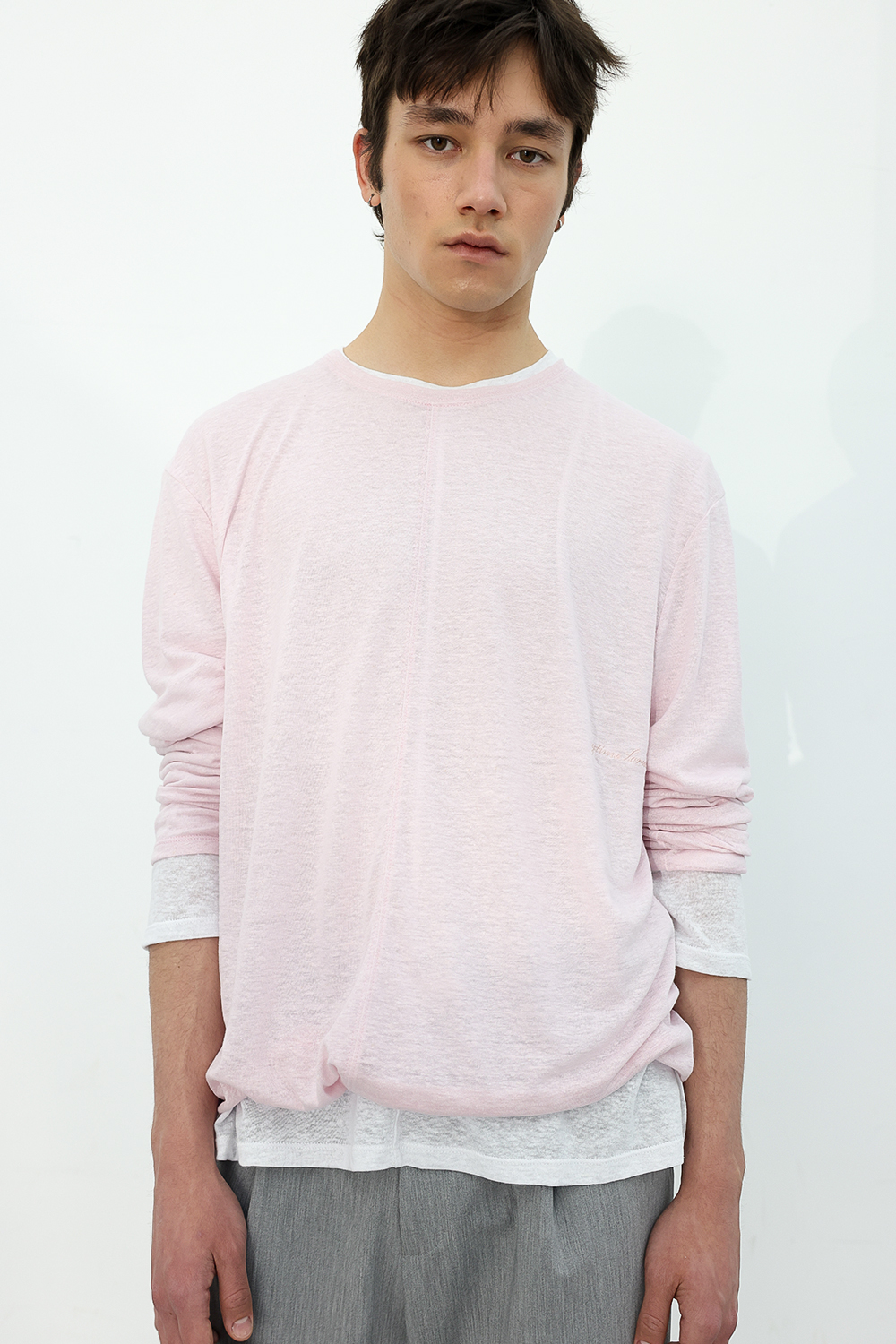 [ANYTIME LOREAK] CAMELLIA LAYERED TEE - WHITE/PINK