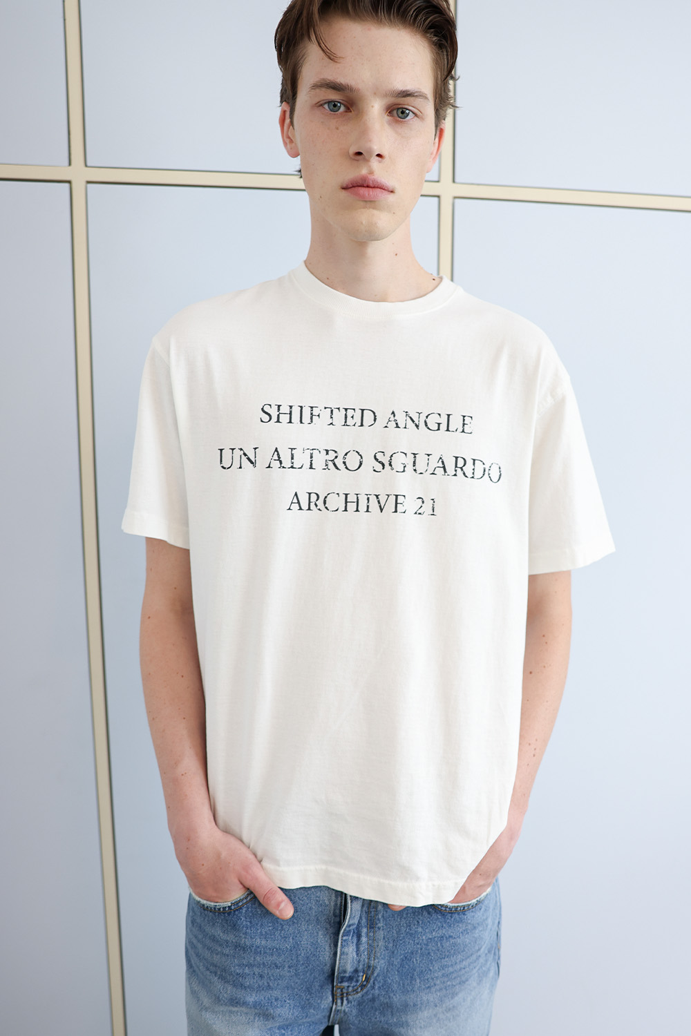 [ANYTIME LOREAK] SEDUM WASHED HALF T-SHIRT - WHITE