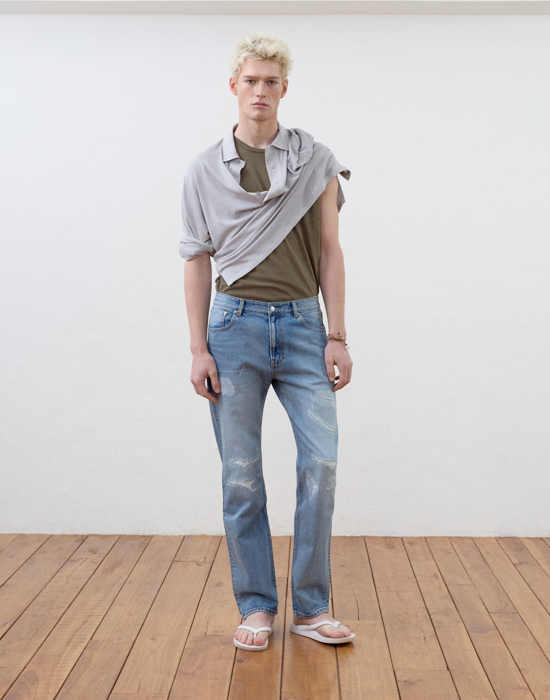 [MOOMYUNG] 60'S DISTRESSED STRAIGHT DENIM