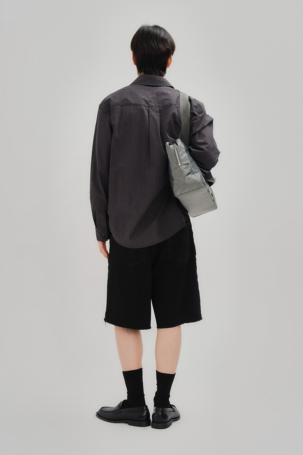 [SENTES] 컷오프 데님 하프팬츠 워시드 블랙
