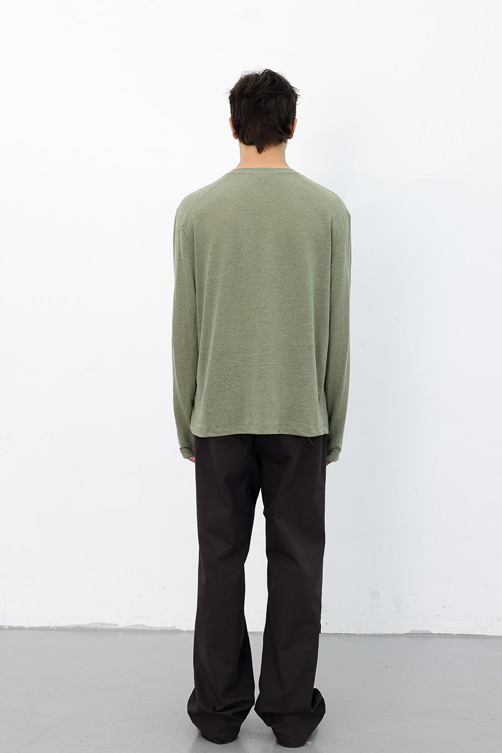 [ANYTIME LOREAK] CAMELLIA LAYERED TEE - KHAKI/BLACK