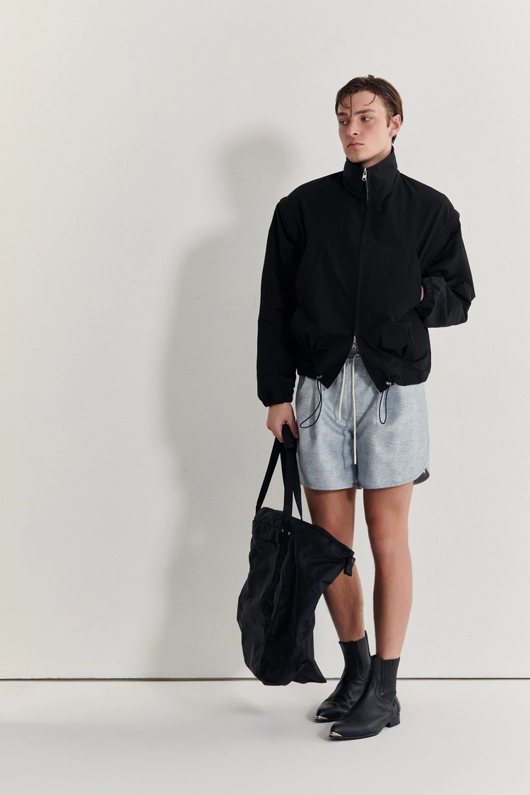 [MOOMYUNG] JERSEY-PRINT SATIN SHORTS (GREY)