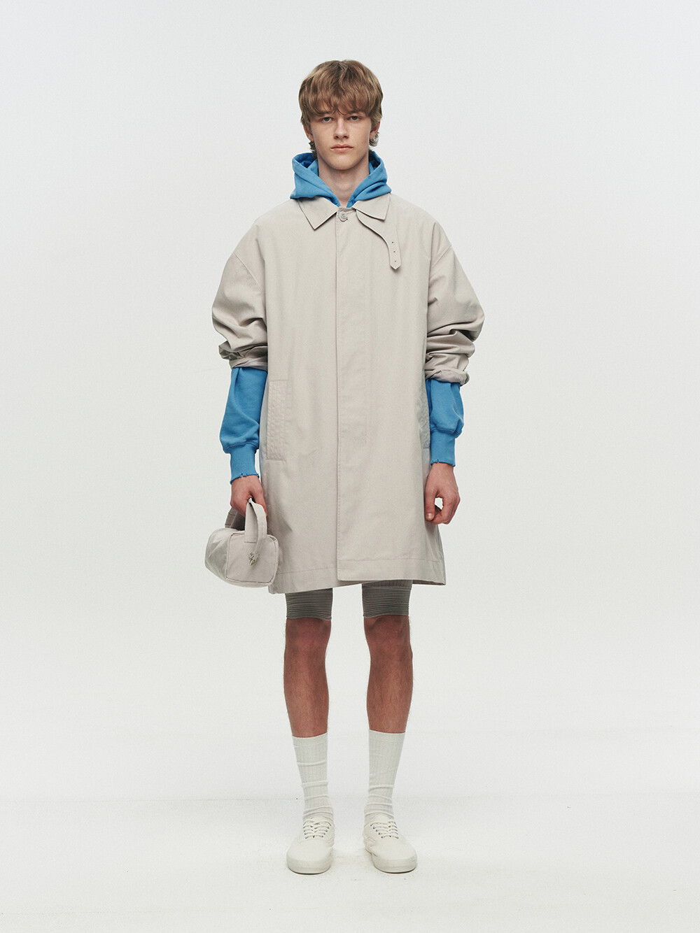 [HEUTE] ORNAMENT BUTTON MAC COAT (GREY)