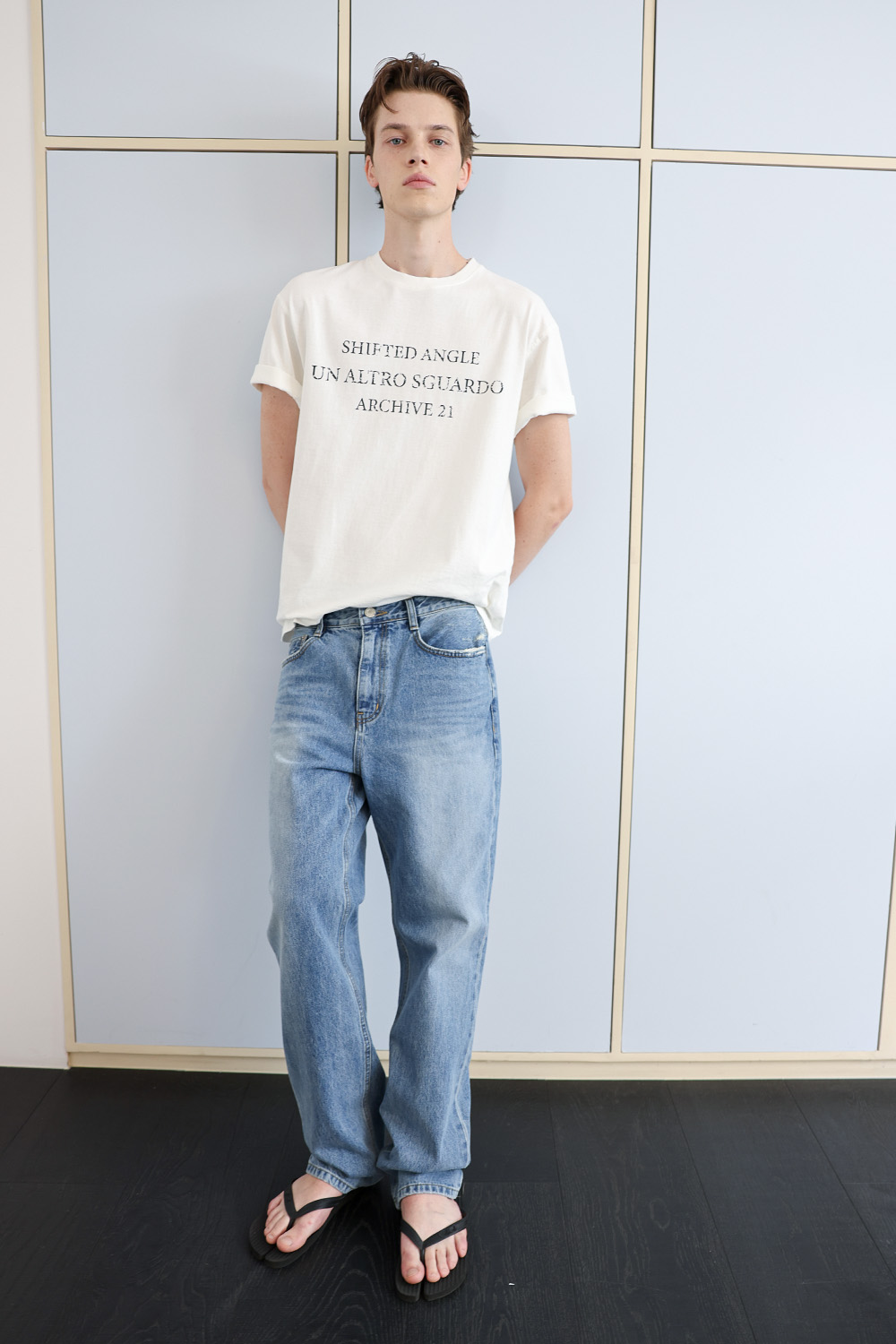 [ANYTIME LOREAK] SEDUM WASHED HALF T-SHIRT - WHITE