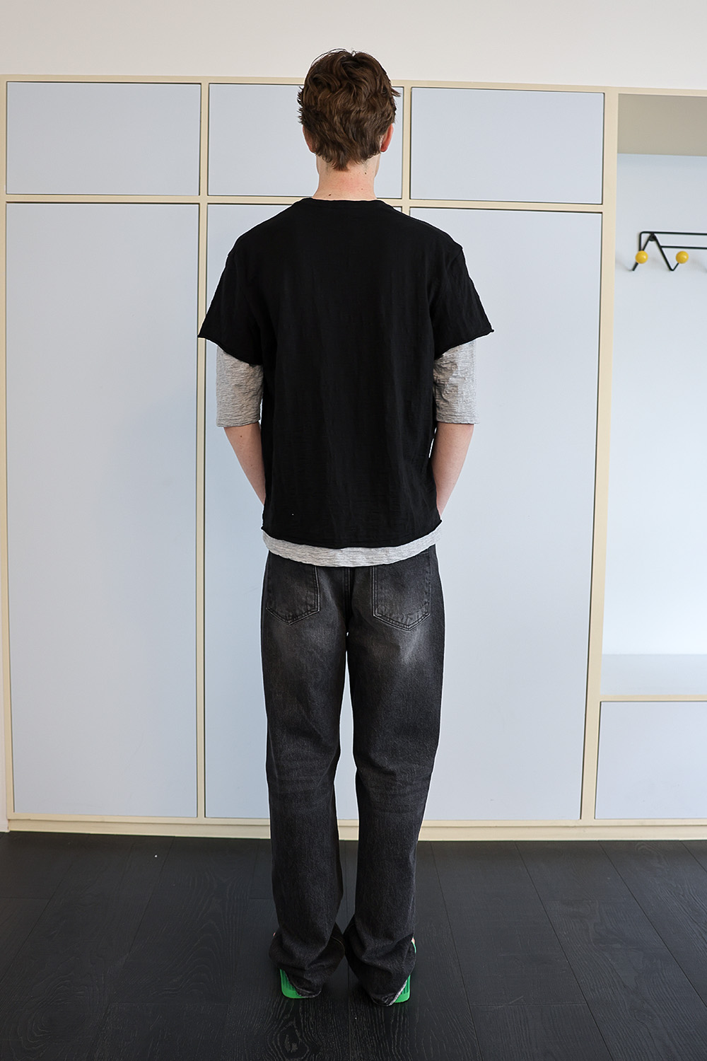 [ANYTIME LOREAK] FADE SLUB HALF T-SHIRT - BLACK