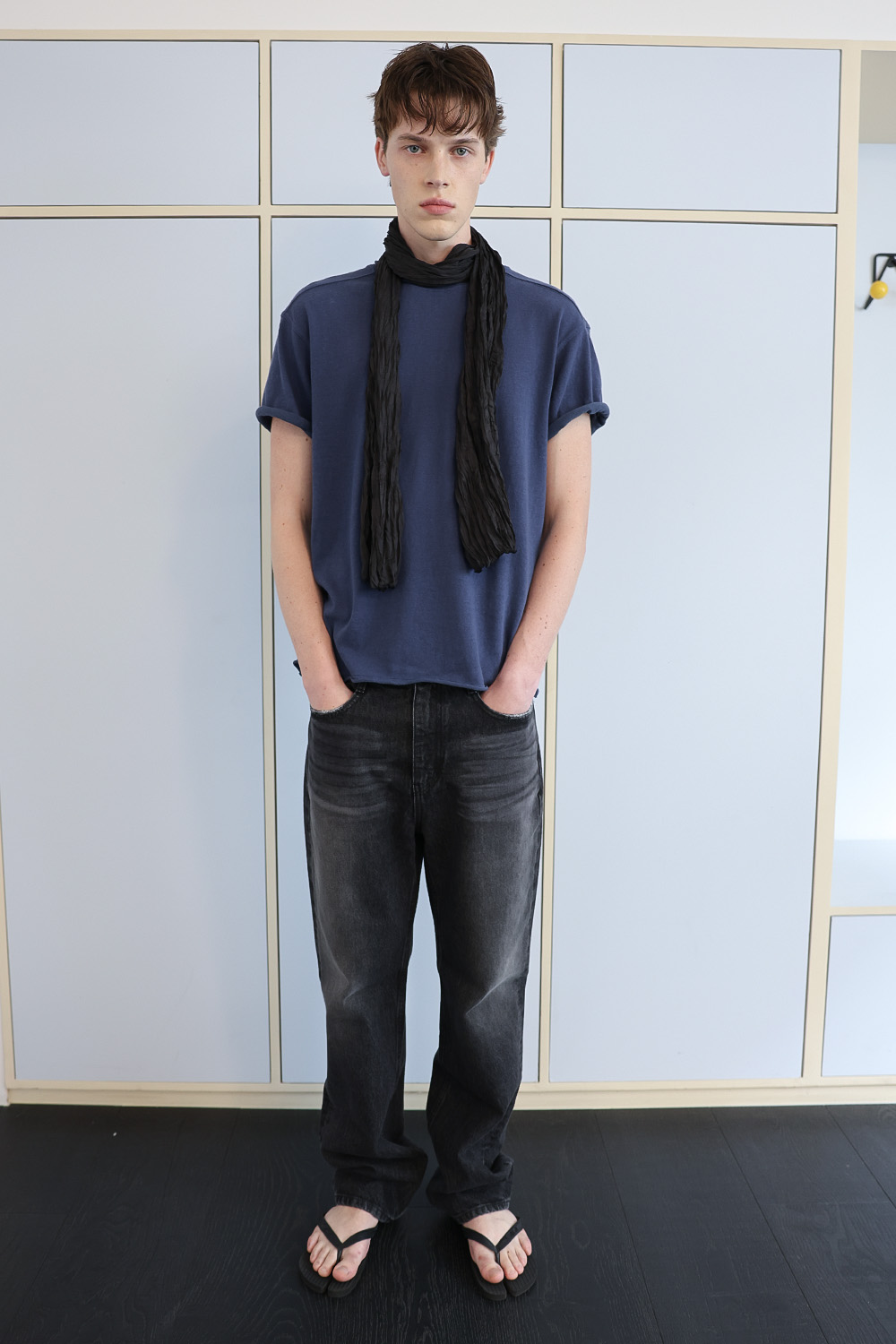 [ANYTIME LOREAK] AGAVE WRINKLE SCARF - BLACK