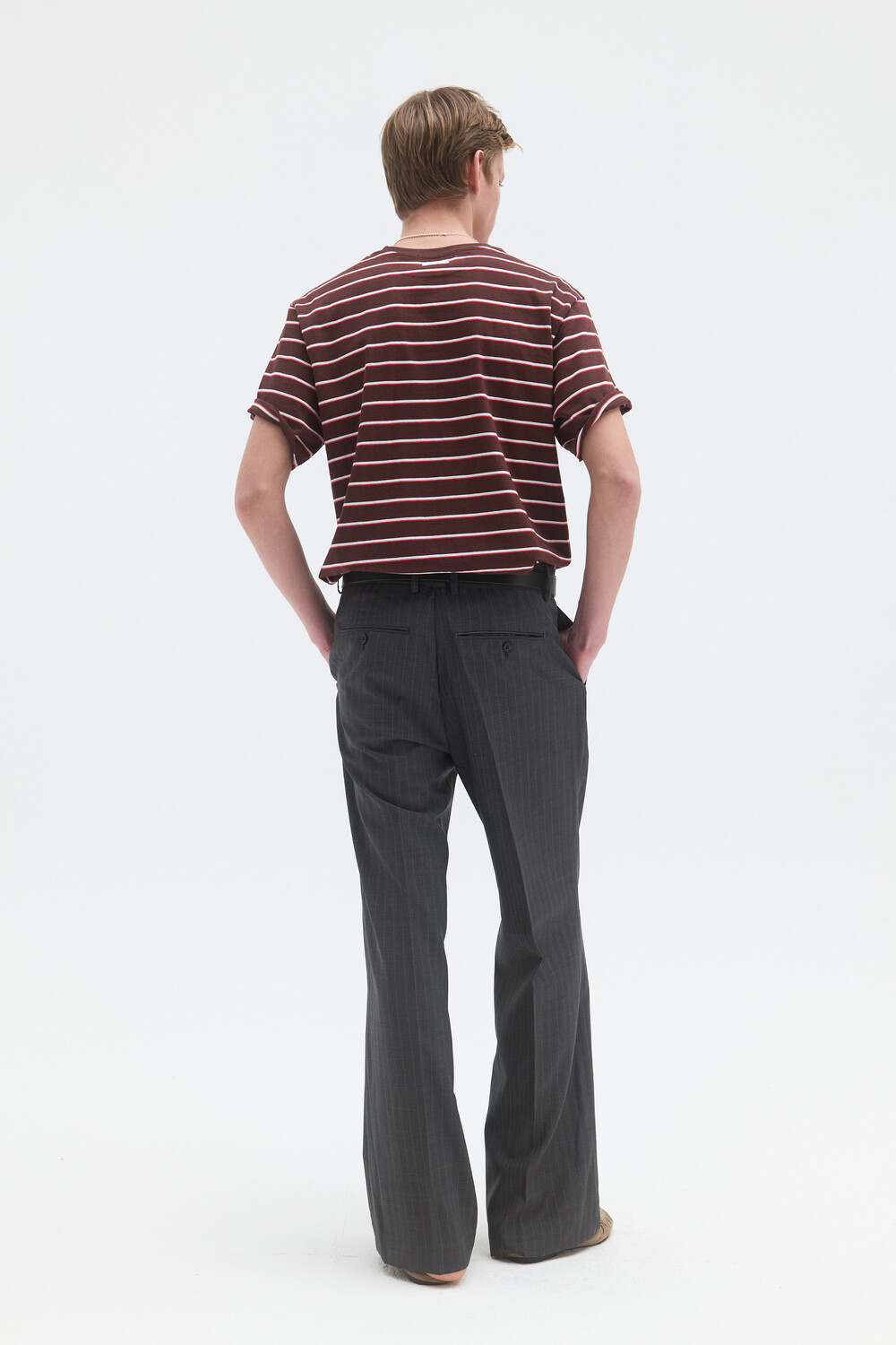 [WINDER] STRIPED COTTON TOP - BURGUNDY BROWN