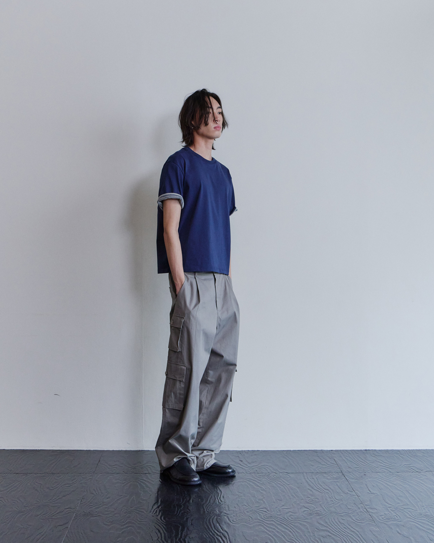 [WAVINESS] Stripe Layered T-shirts - Navy