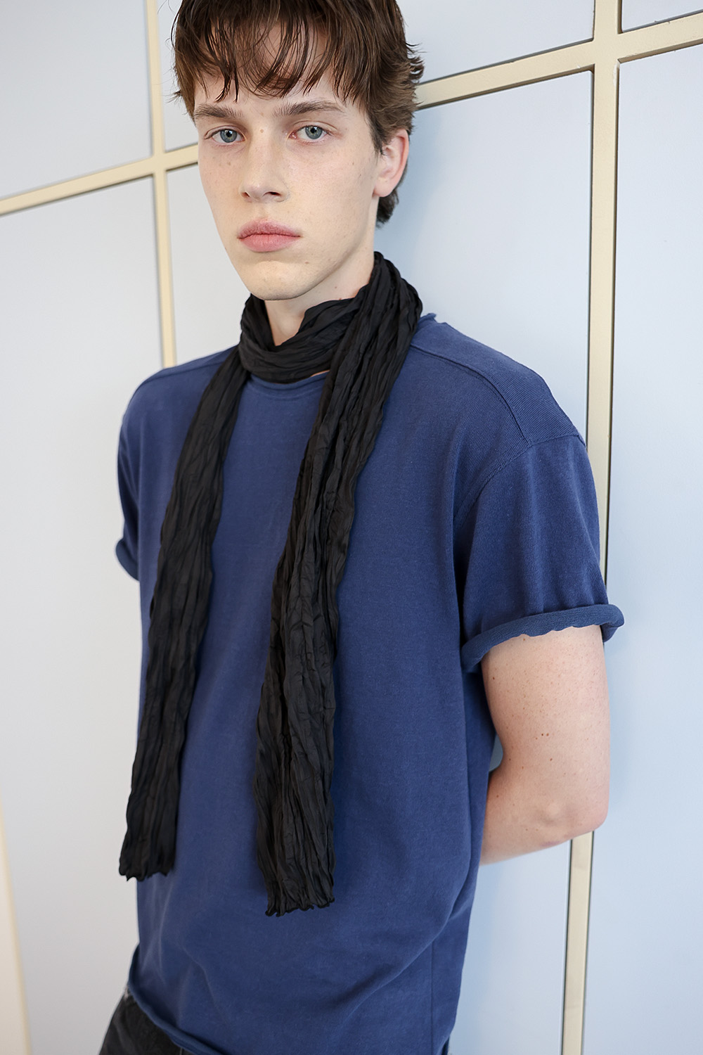 [ANYTIME LOREAK] AGAVE WRINKLE SCARF - BLACK