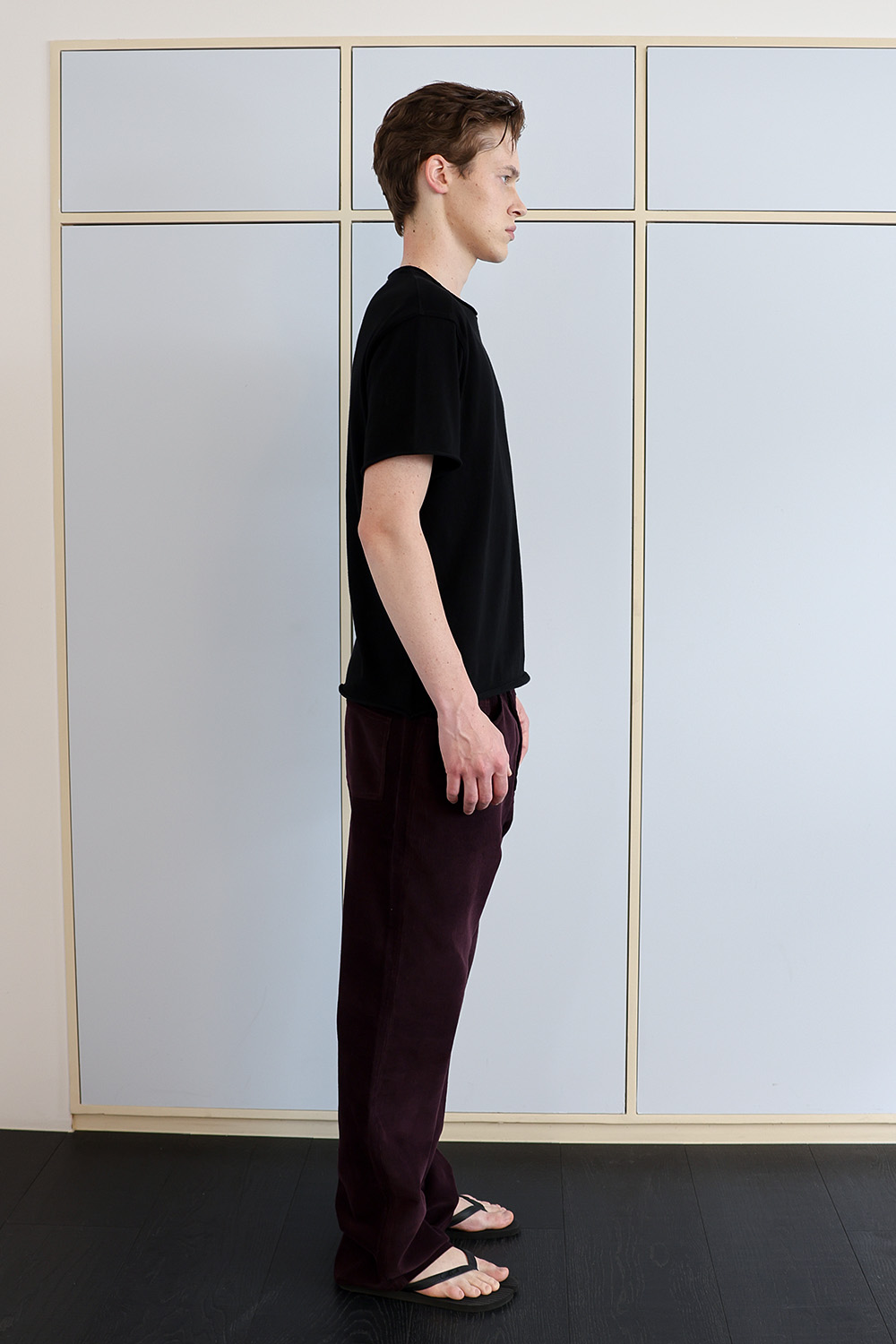 [ANYTIME LOREAK] YUCCA RAW-EDGE HALF KNIT - BLACK