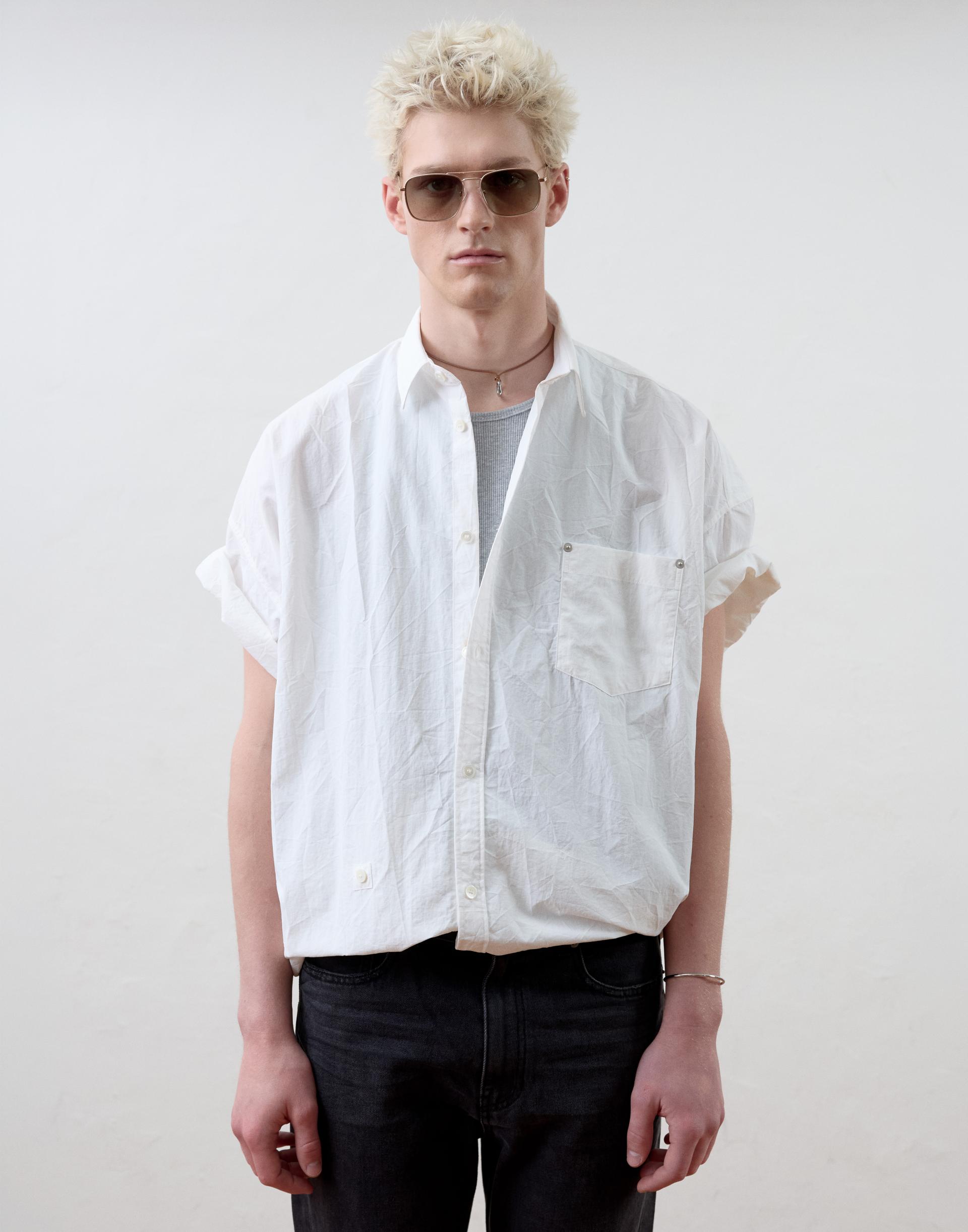 [MOOMYUNG] WRAP SHORTSLEEVE SHIRT (CREASE WHITE)