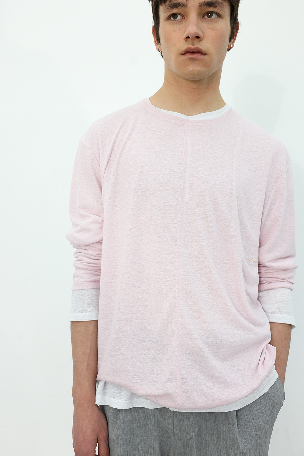 [ANYTIME LOREAK] CAMELLIA LAYERED TEE - WHITE/PINK