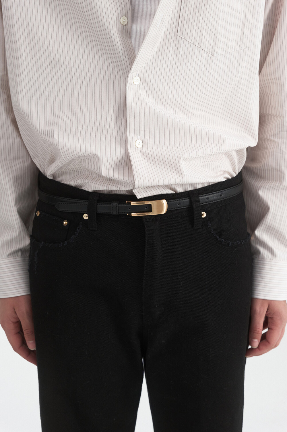 [WINDER] DISTRESSED REGULAR-FIT COTTON PANTS -BLACK
