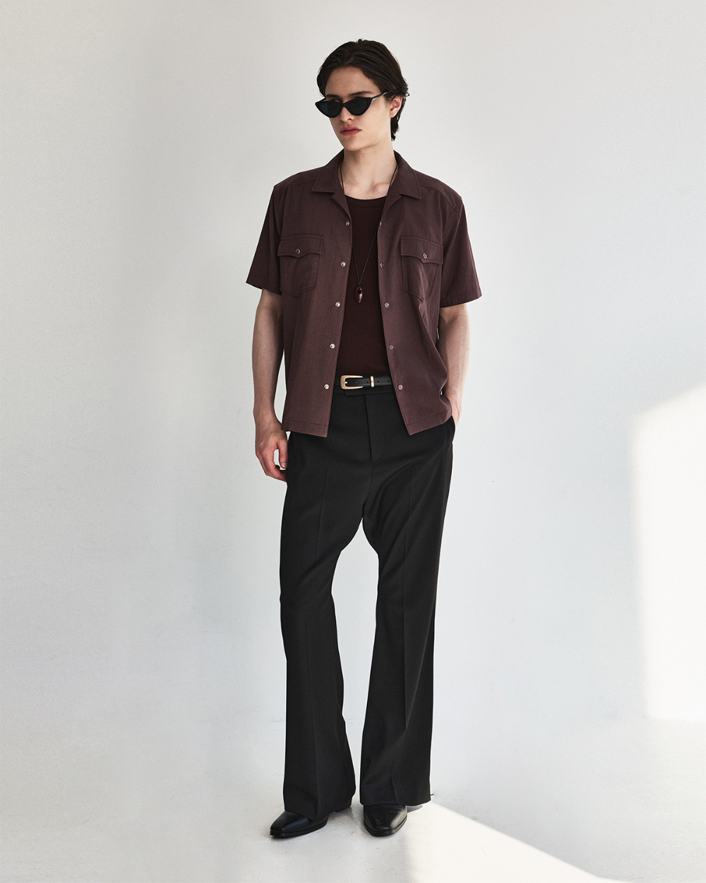 [kineto] Lustre Relaxed Wool Flare Pants_Black