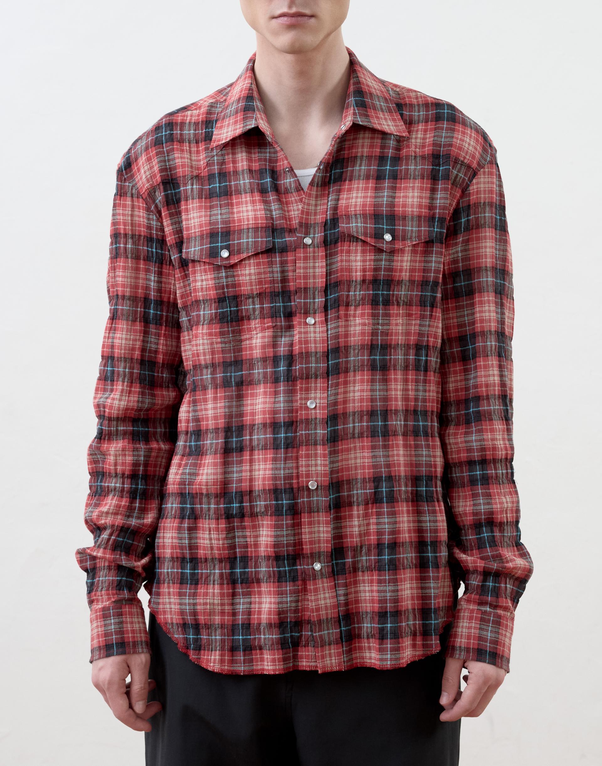 [MOOMYUNG] ‘Keanu’ CHECKED WESTERN SHIRT (RED CHECK)