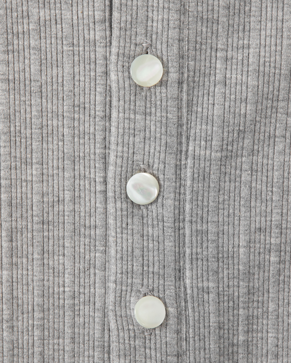 [kineto] Fine Cotton Ribbed Henley Top_Grey