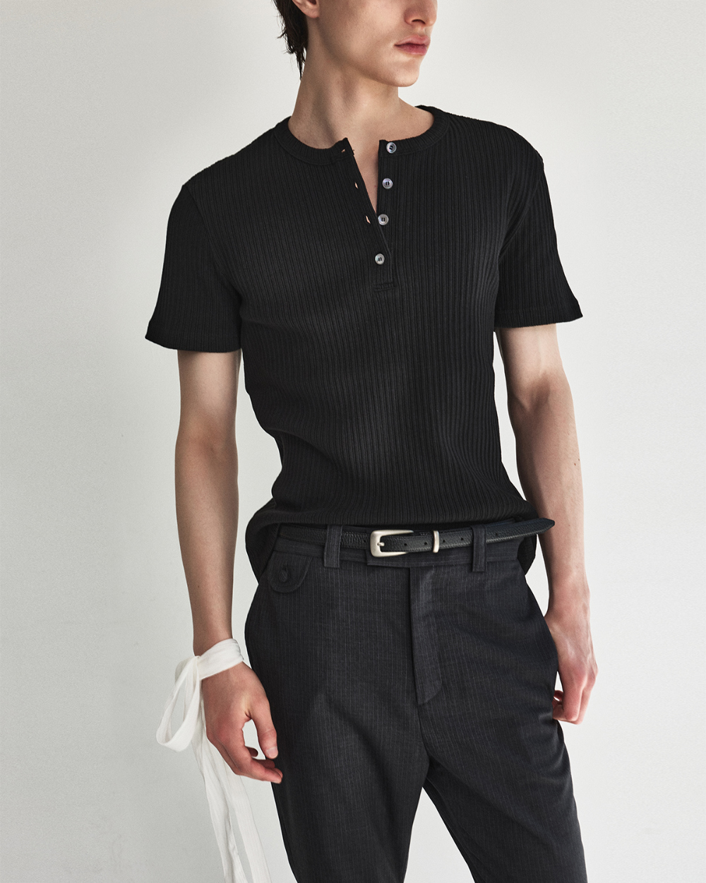 [kineto] Pin Stripe Wool Flare Pants_Grey