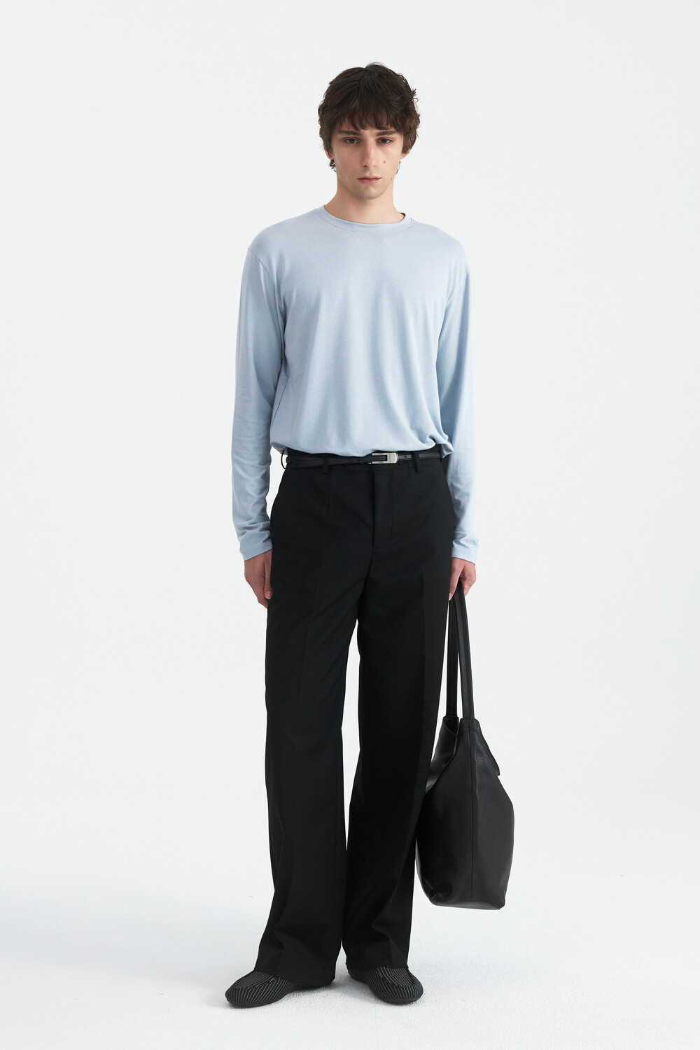 [WINDER] MODAL BLEND JERSEY TOP -DUSTY BLUE