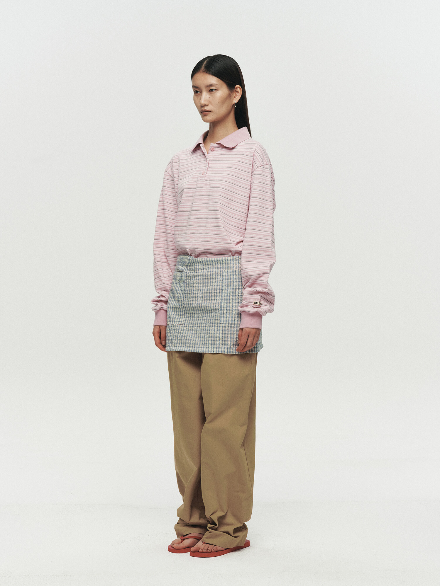 [HEUTE] CURVE LINE WIDE PANTS (BEIGE)