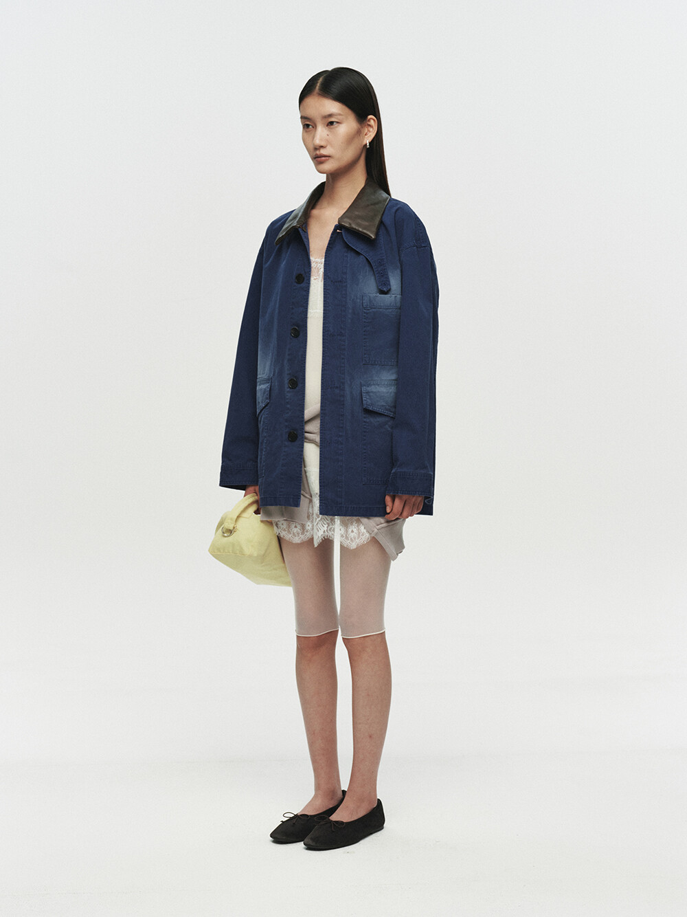 [HEUTE] CONTRAST COLLAR FIELD JACKET (NAVY)