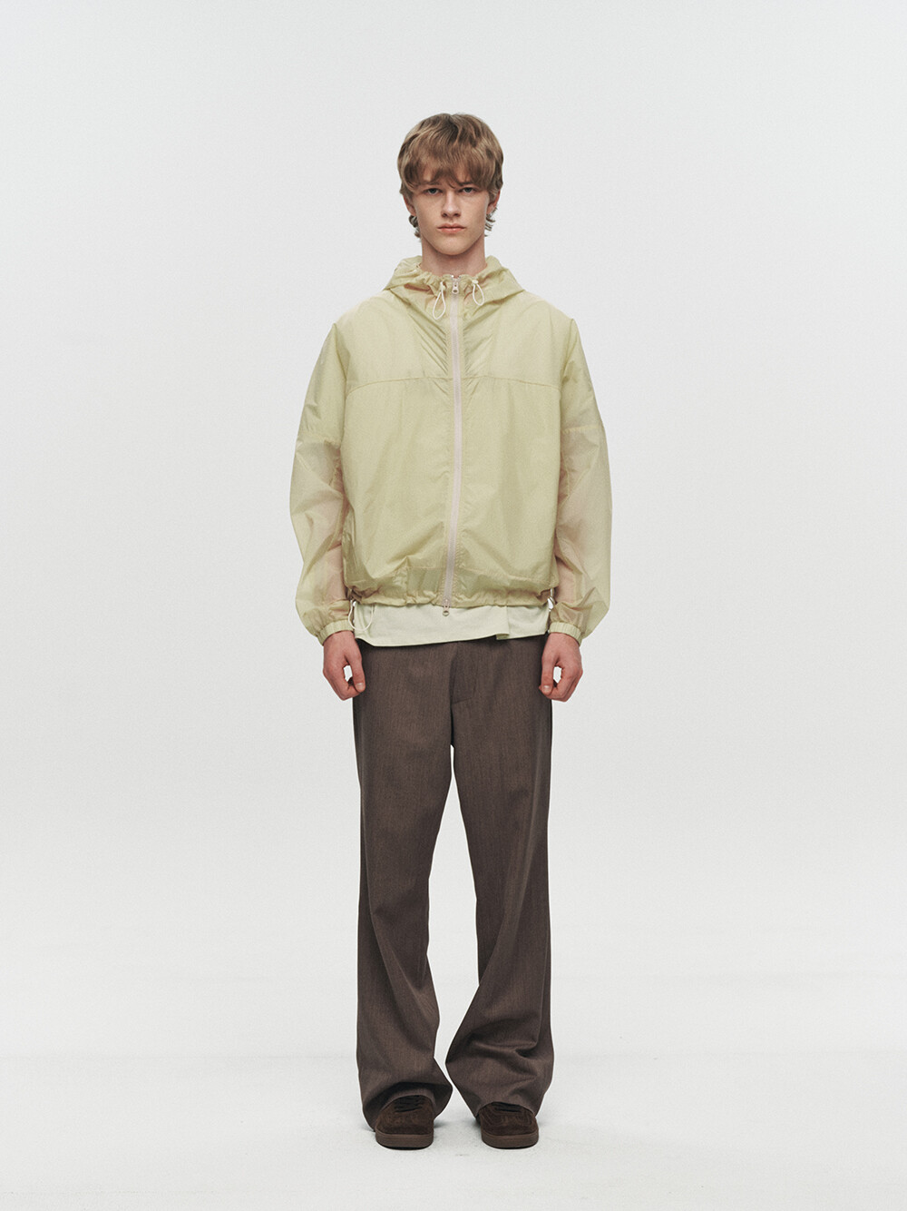 [HEUTE] KADE SHEER HOODED JACKET (YELLOW)