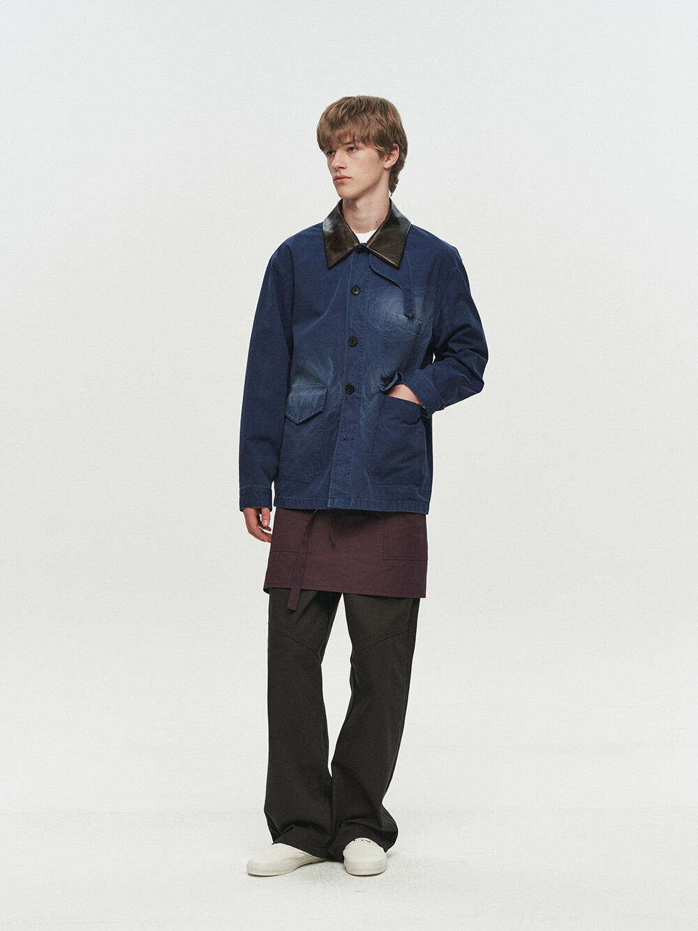 [HEUTE] CONTRAST COLLAR FIELD JACKET (NAVY)
