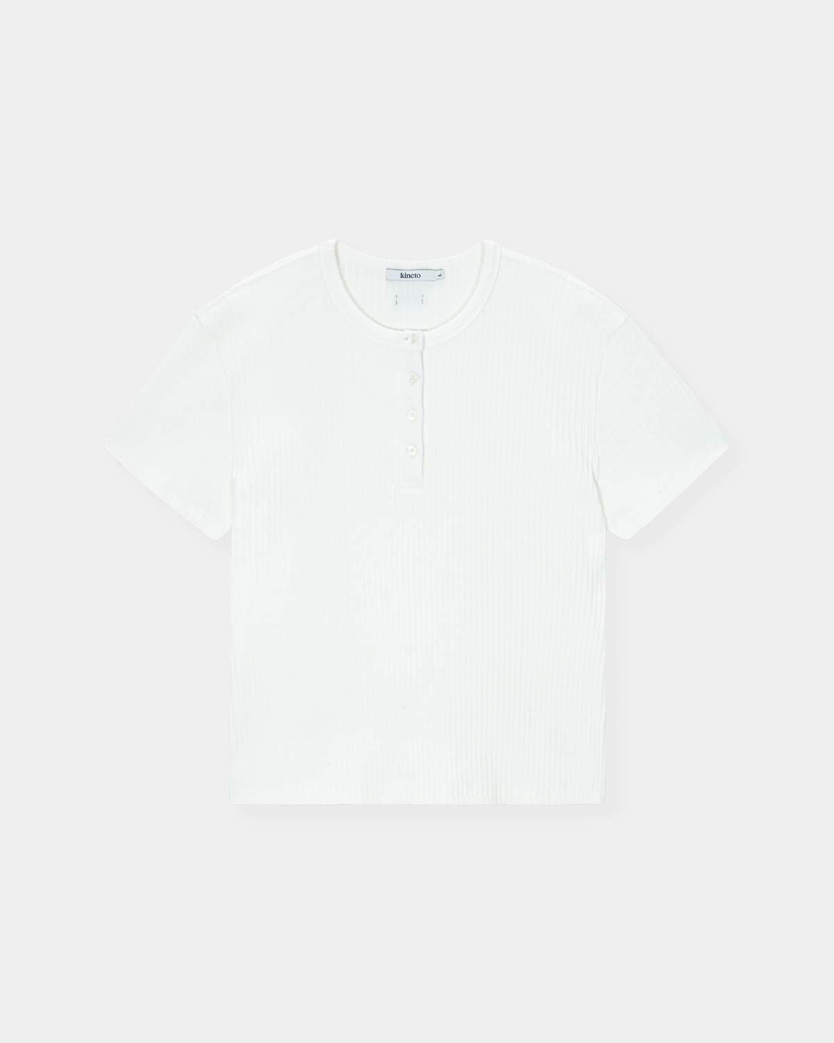 [kineto] Wale Cotton Henley Neck Top_White
