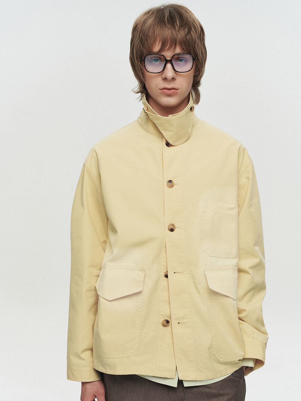 [HEUTE] CONTRAST COLLAR FIELD JACKET (YELLOW)