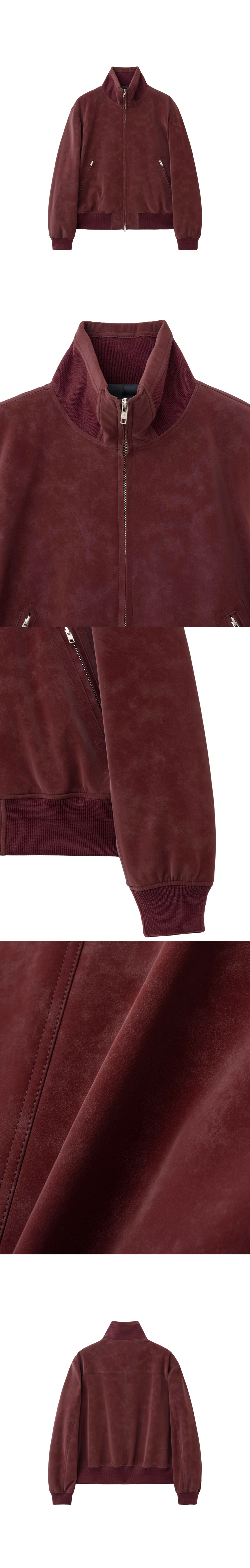 [HALEINE] VELOUR HIGH NECK BLOUSON BURGUNDY (XJ313)