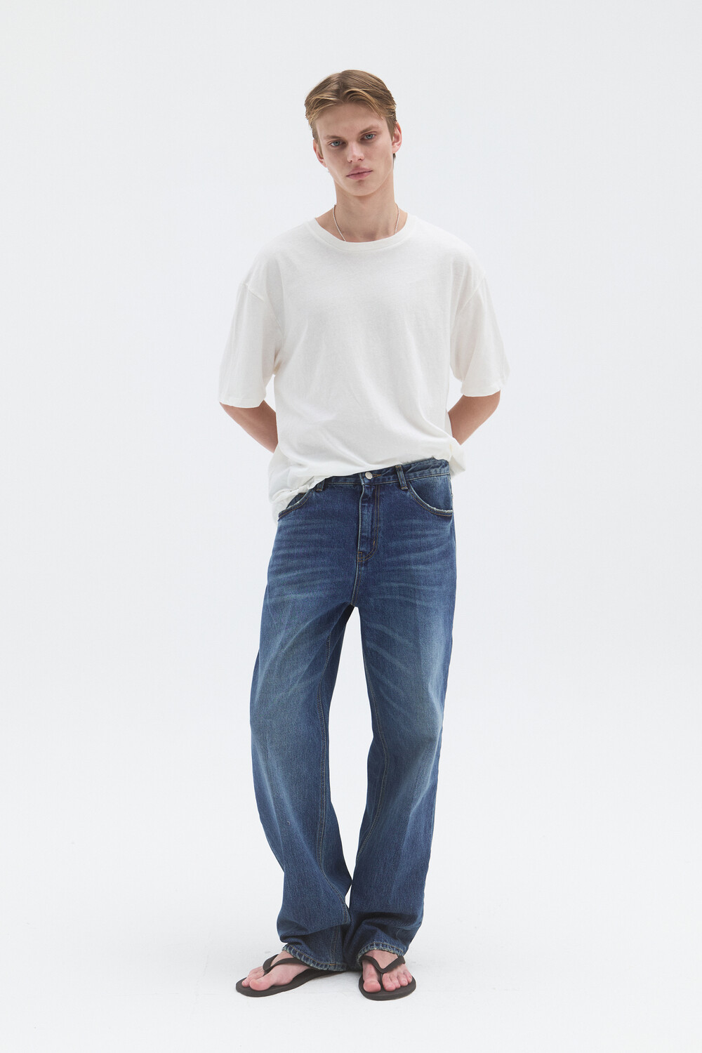 [WINDER] LINEN BLENDED T-SHIRTS - NATURAL WHITE