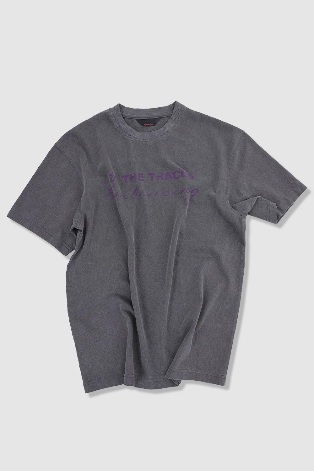 [ANYTIME LOREAK] TRACE WASHED HALF T-SHIRT - CHARCOAL