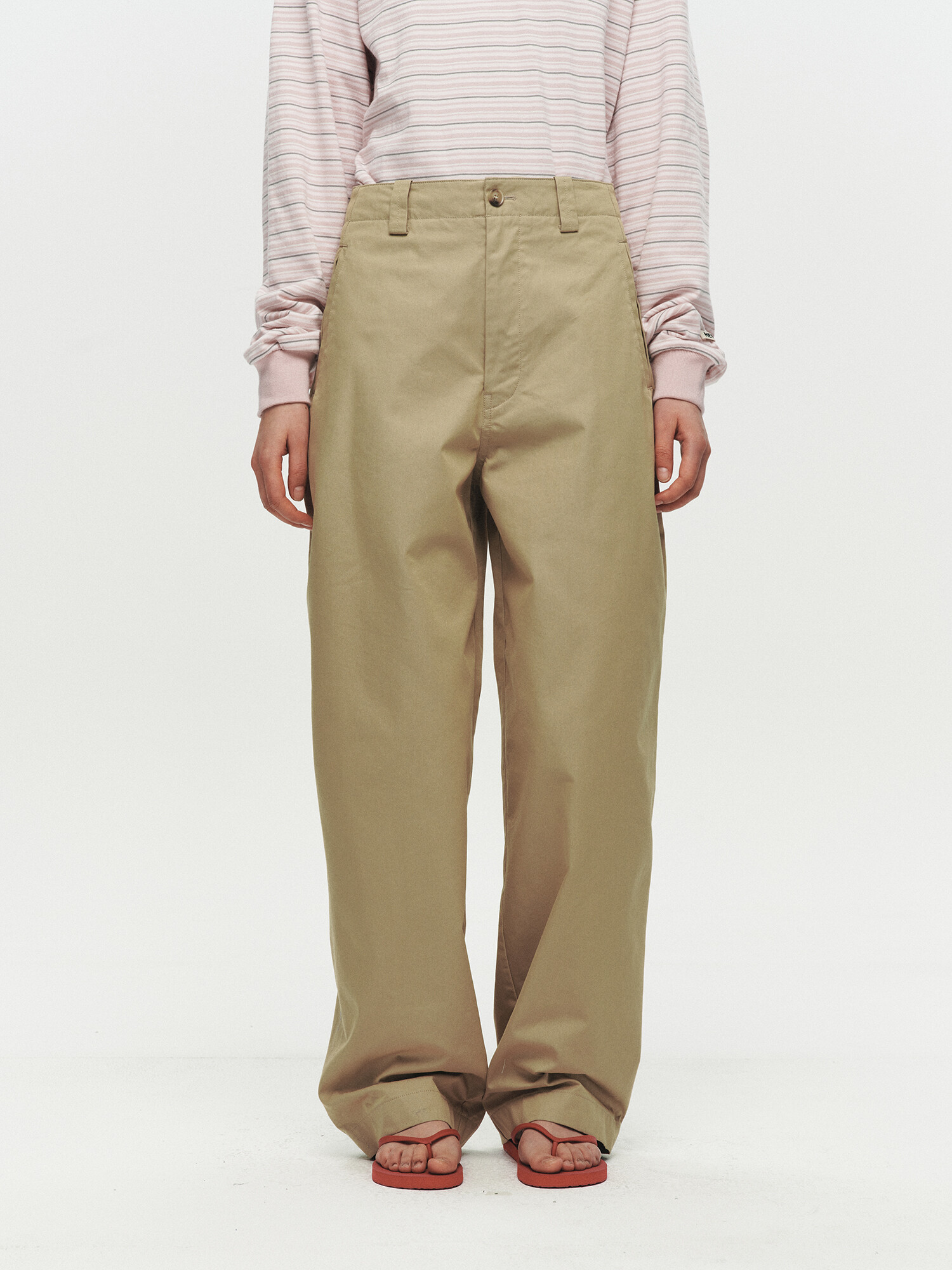 [HEUTE] CURVE LINE WIDE PANTS (BEIGE)