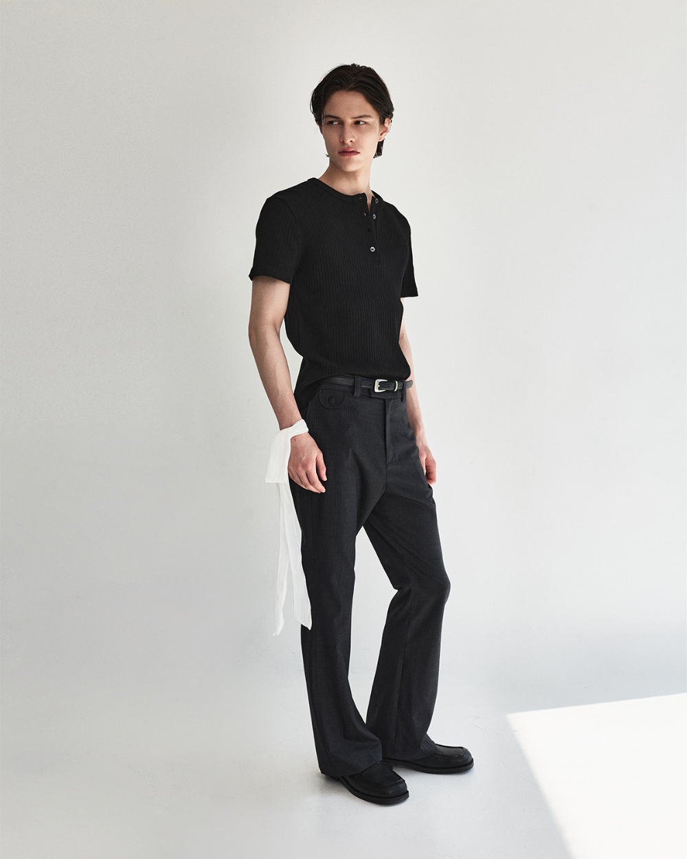 [kineto] Pin Stripe Wool Flare Pants_Grey