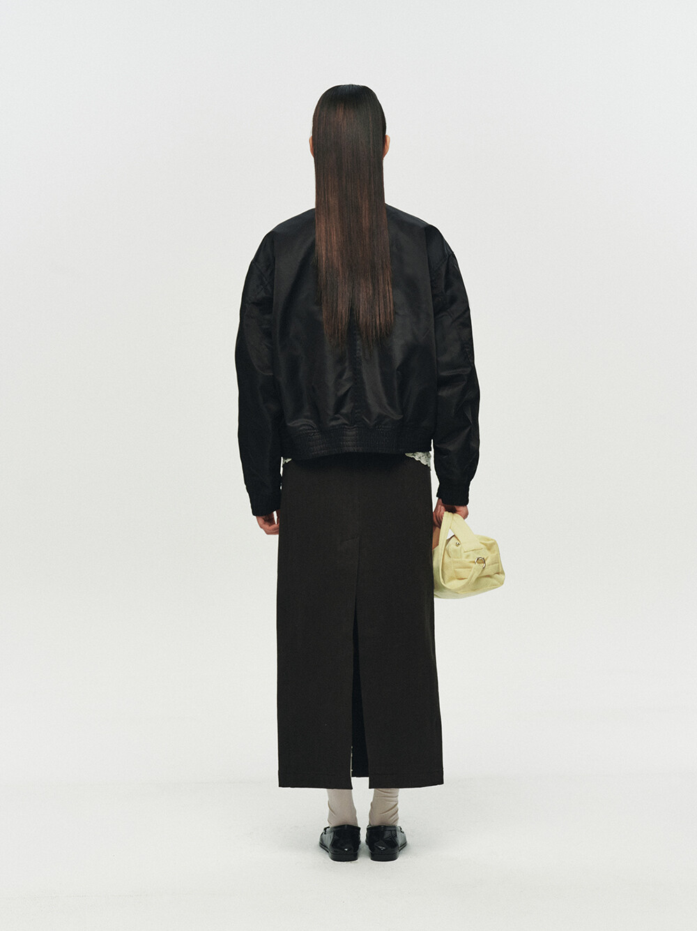 [HEUTE]FRAME COLLARLESS BOMBER JACKET (BLACK)