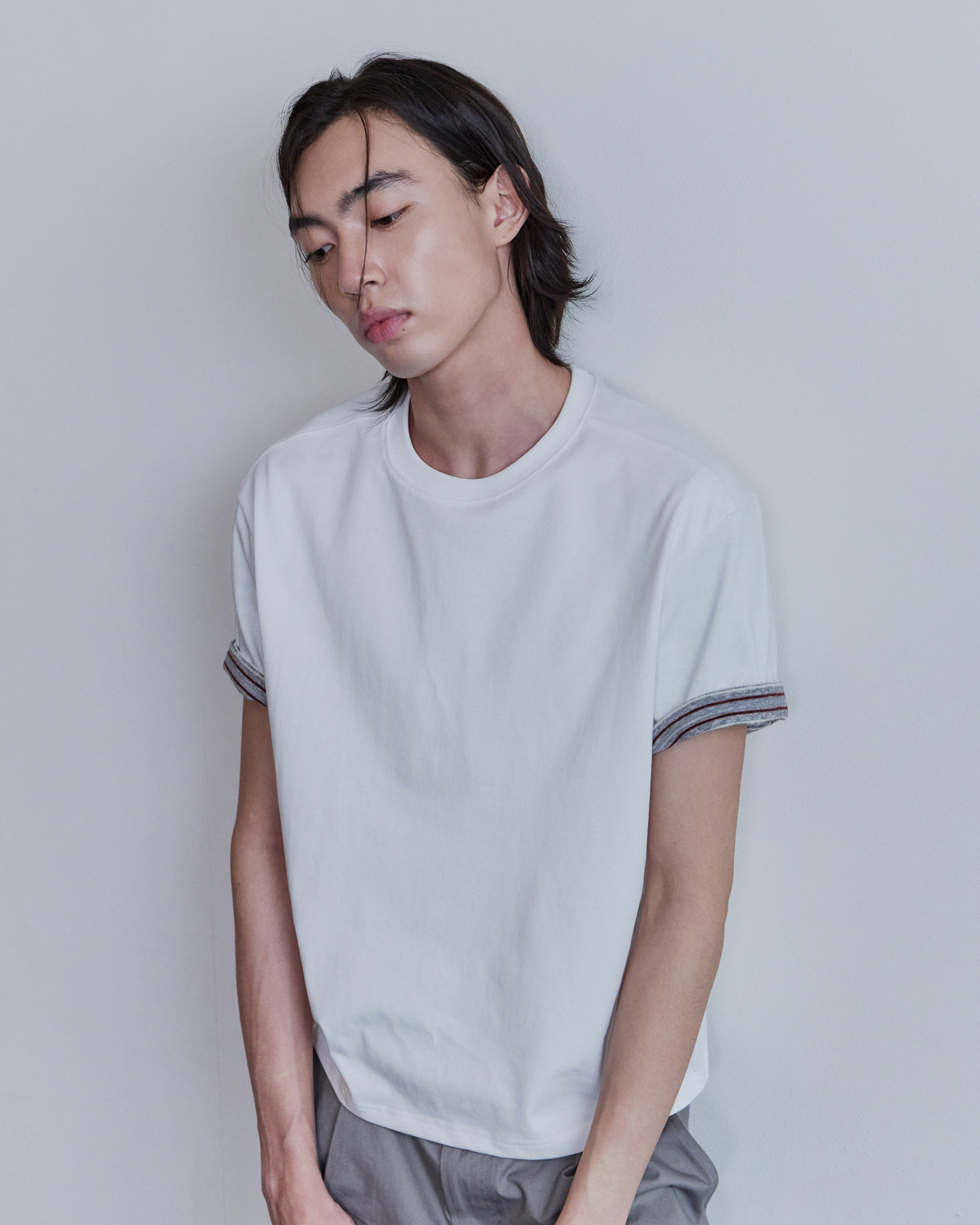 [WAVINESS] Stripe Layered T-shirts - White