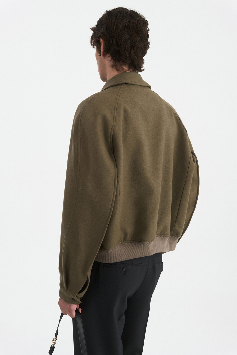 [WINDER] RAGLAN WOOL CROP BLOUSON - TAUPE BROWN