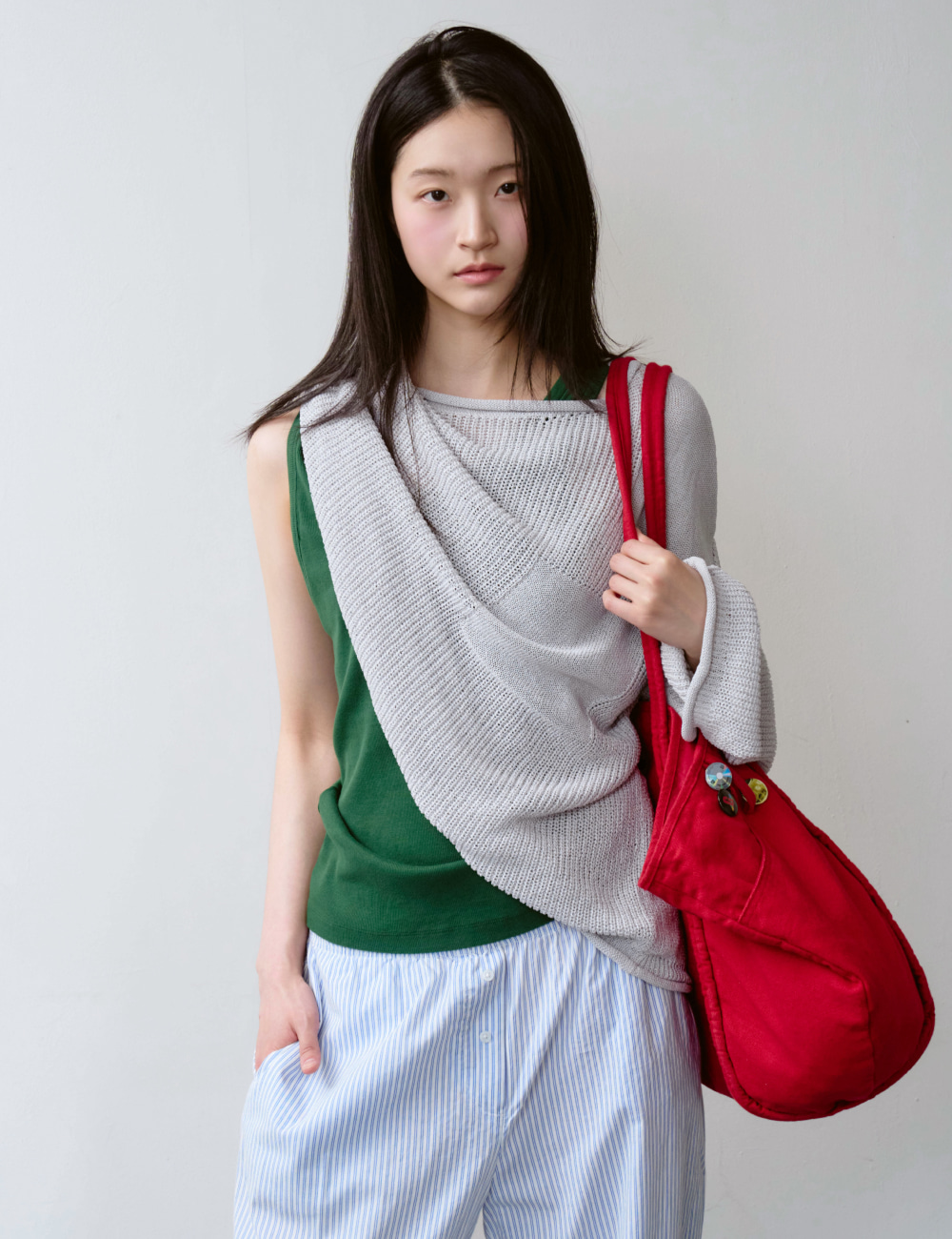 [GEN:RE] Canopy Mesh Knit Light Gray