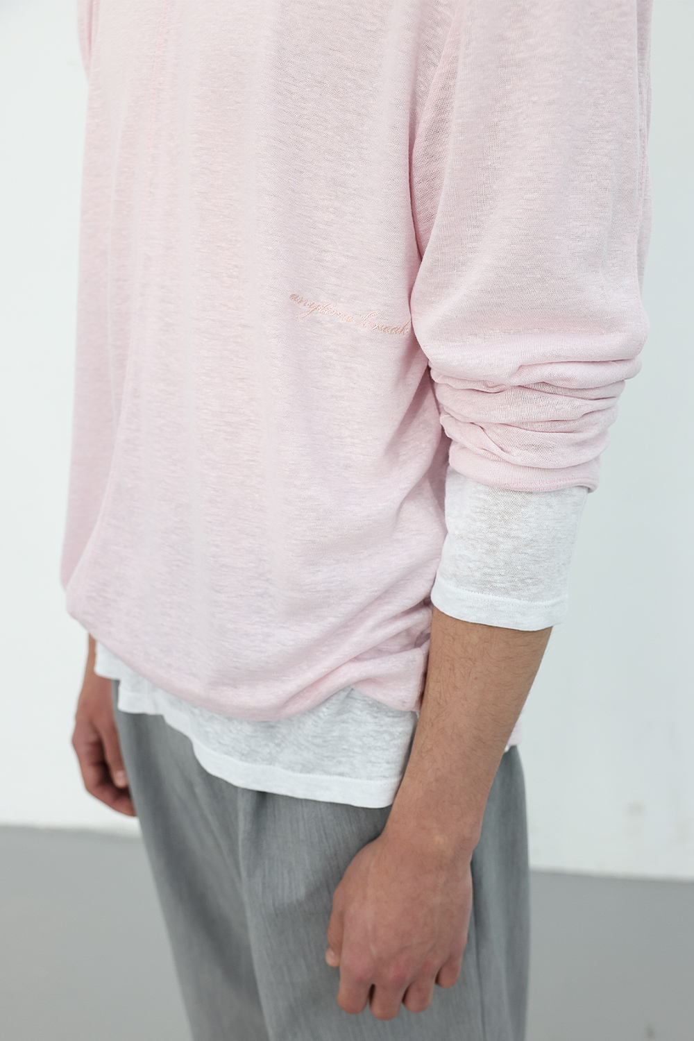 [ANYTIME LOREAK] CAMELLIA LAYERED TEE - WHITE/PINK